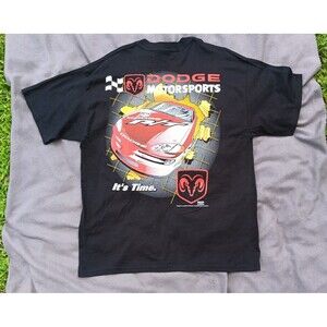 Vintage NWT XL NASCAR Dodge Motorsports “It’s Time” Double Sided Black Tee